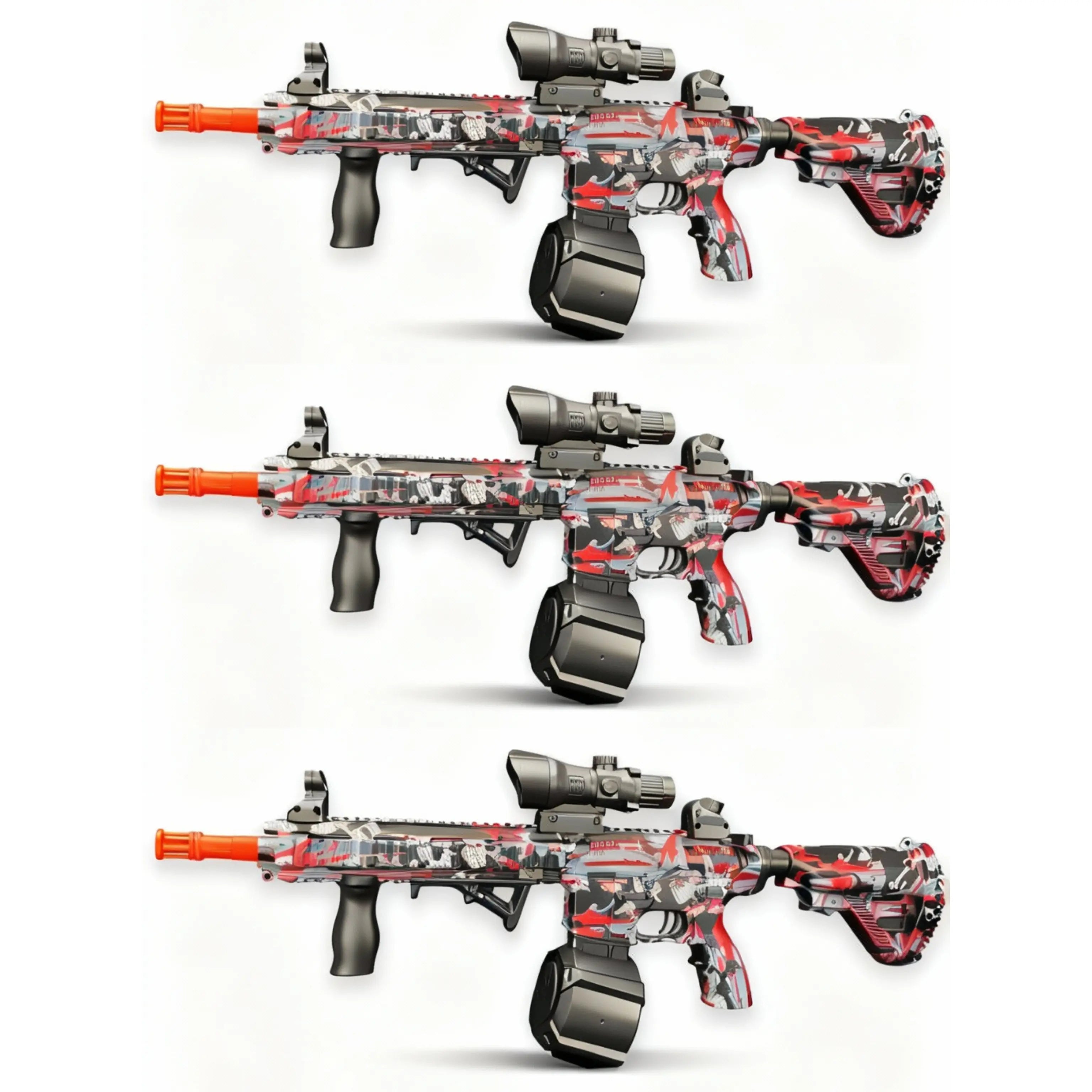 3x Raptor M4 Crimson Skin Gel Blaster