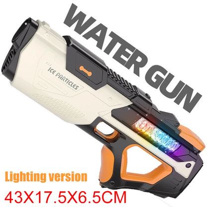 Water gun with colorful LED lights on a white background, labeled 'Lighting version'.