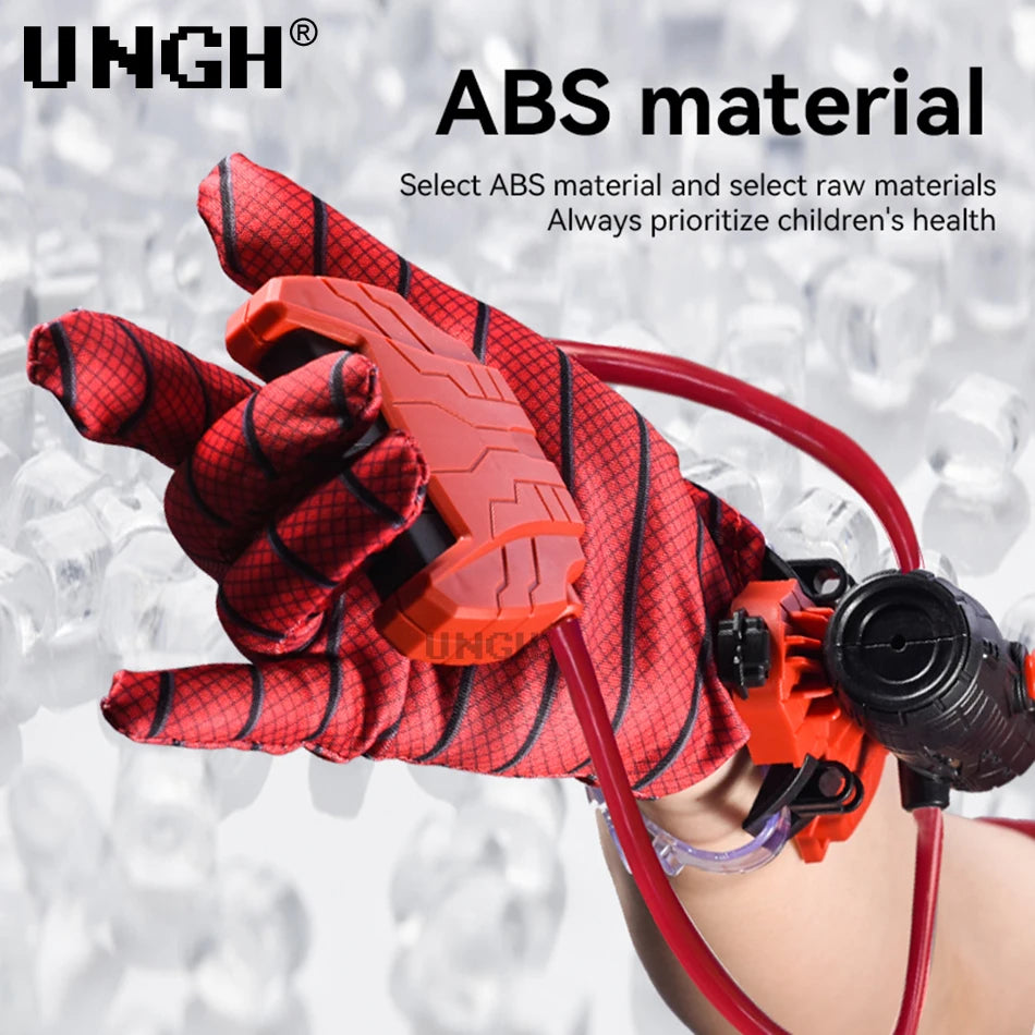 Red and black children's drill with Spider-Man design, featuring UNGH branding and ABS material text.